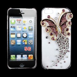 iPhone 5S 5 3D Clear Crystal Diamond Case (Purple Butterfly)